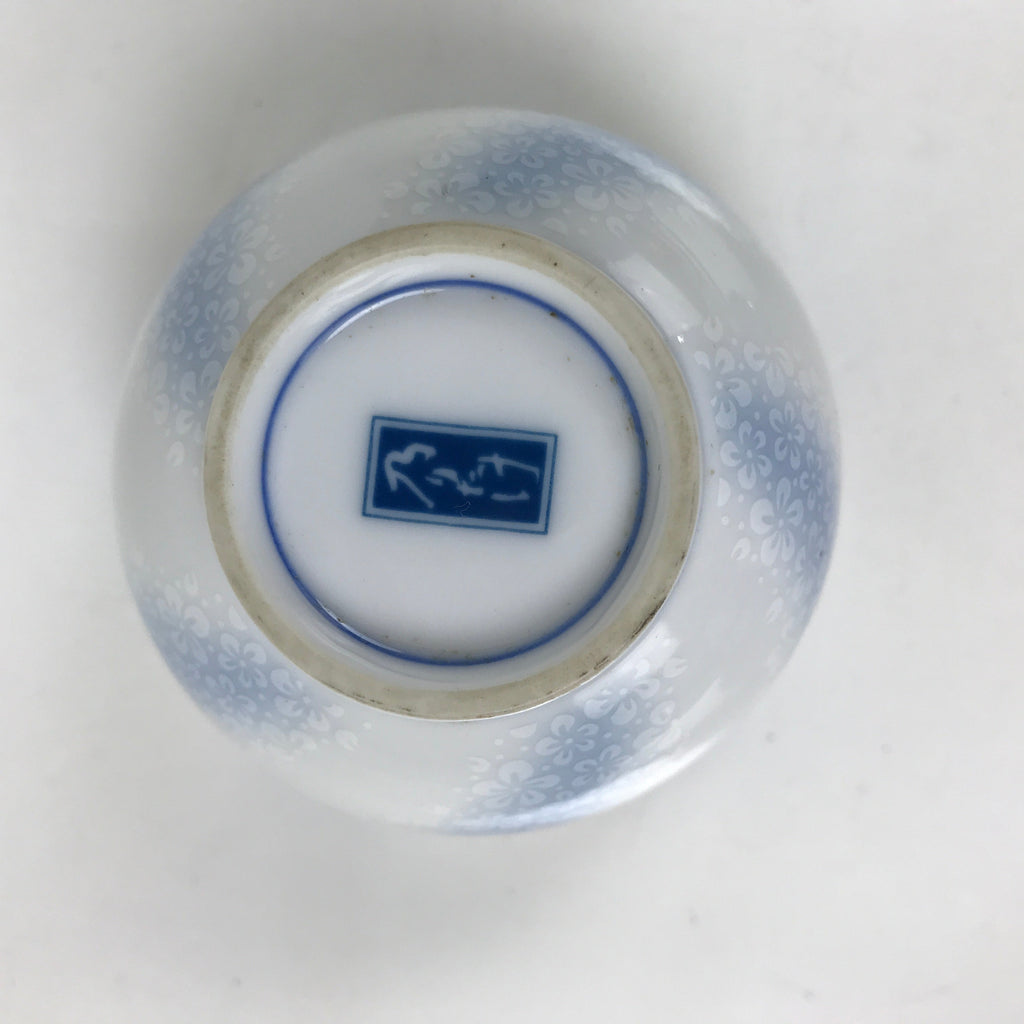 Japanese Noritake Porcelain Yunomi Teacup Vtg Cherry Blossom Blue White TC526
