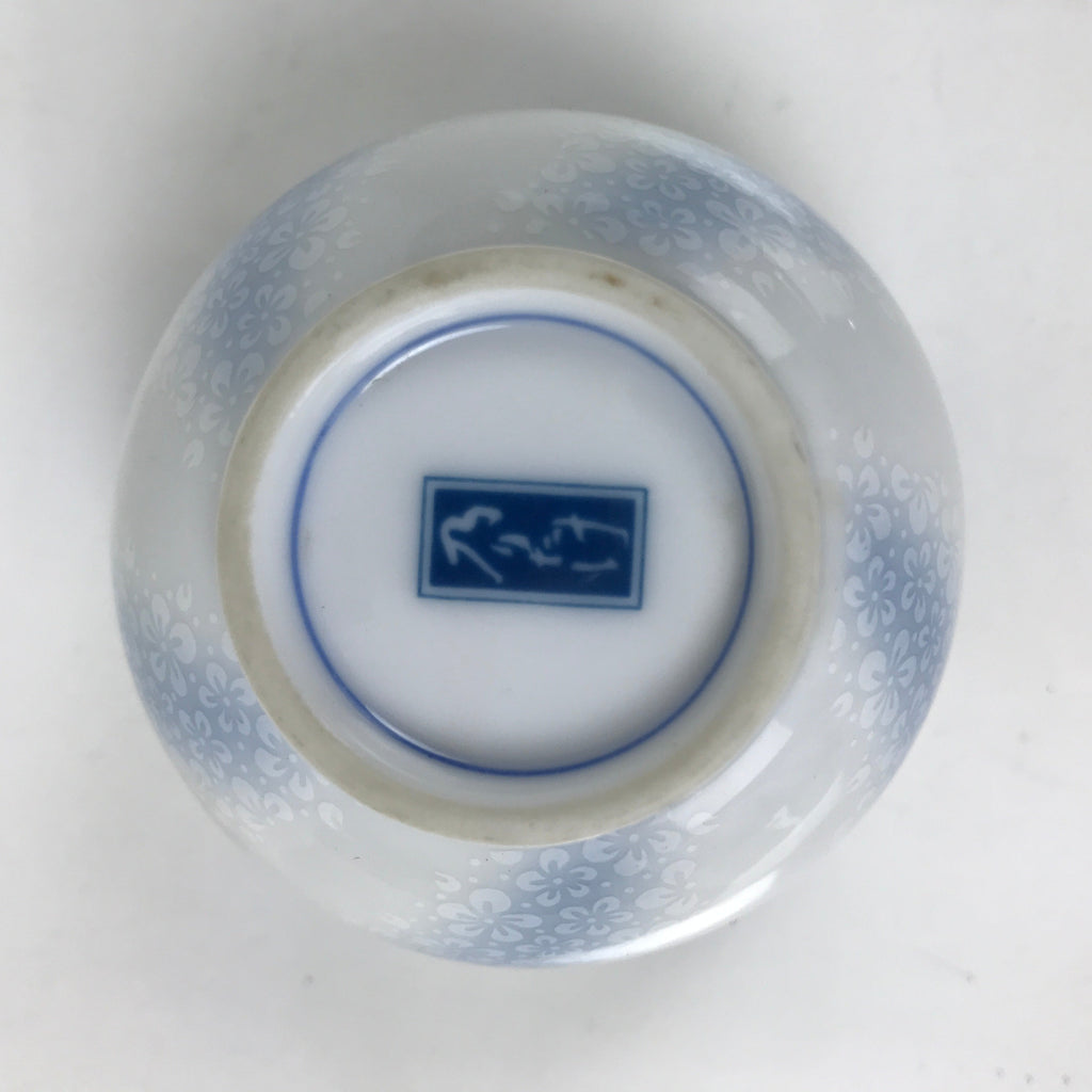 Japanese Noritake Porcelain Yunomi Teacup Vtg Cherry Blossom Blue White TC527