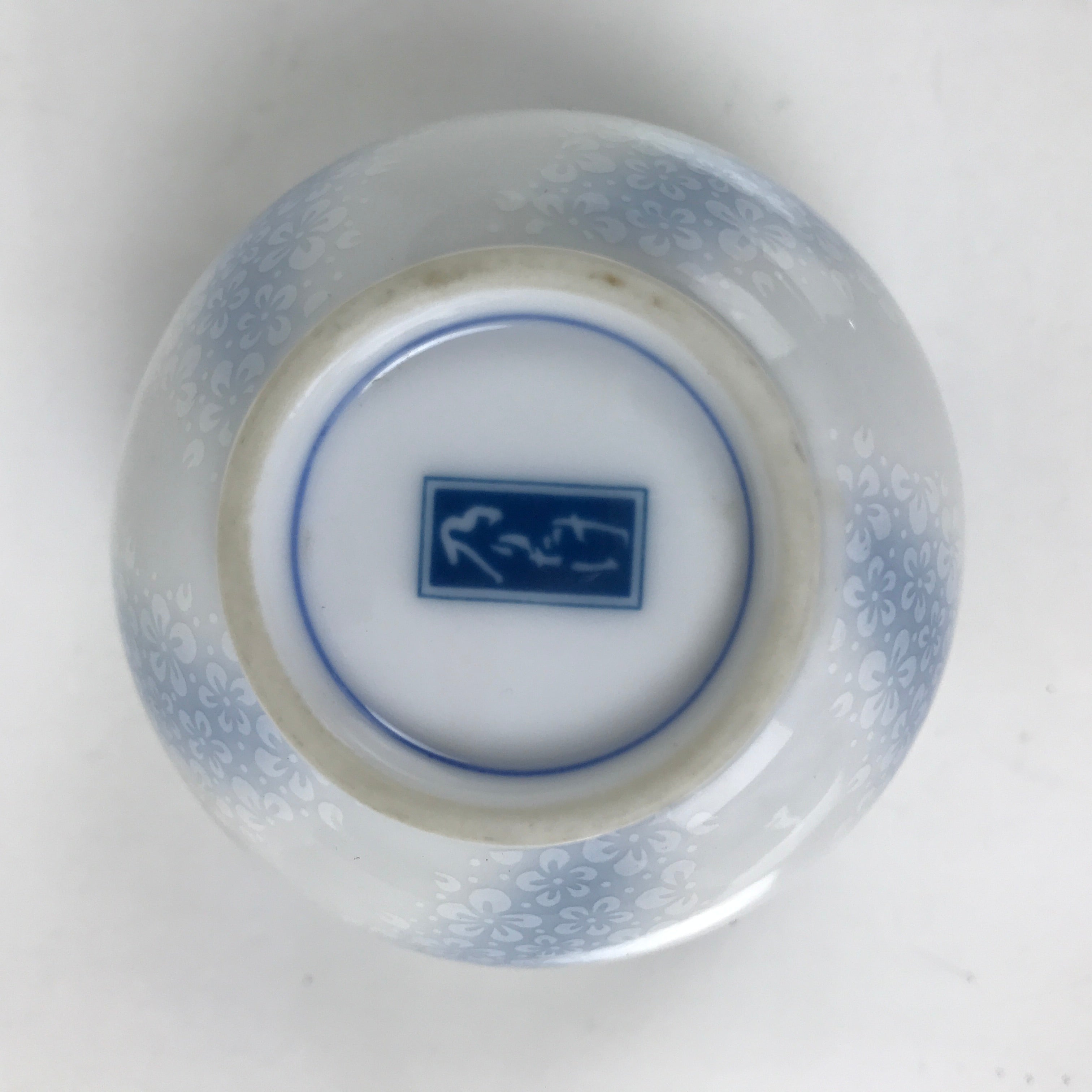 Japanese Noritake Porcelain Yunomi Teacup Vtg Cherry Blossom Blue White TC527