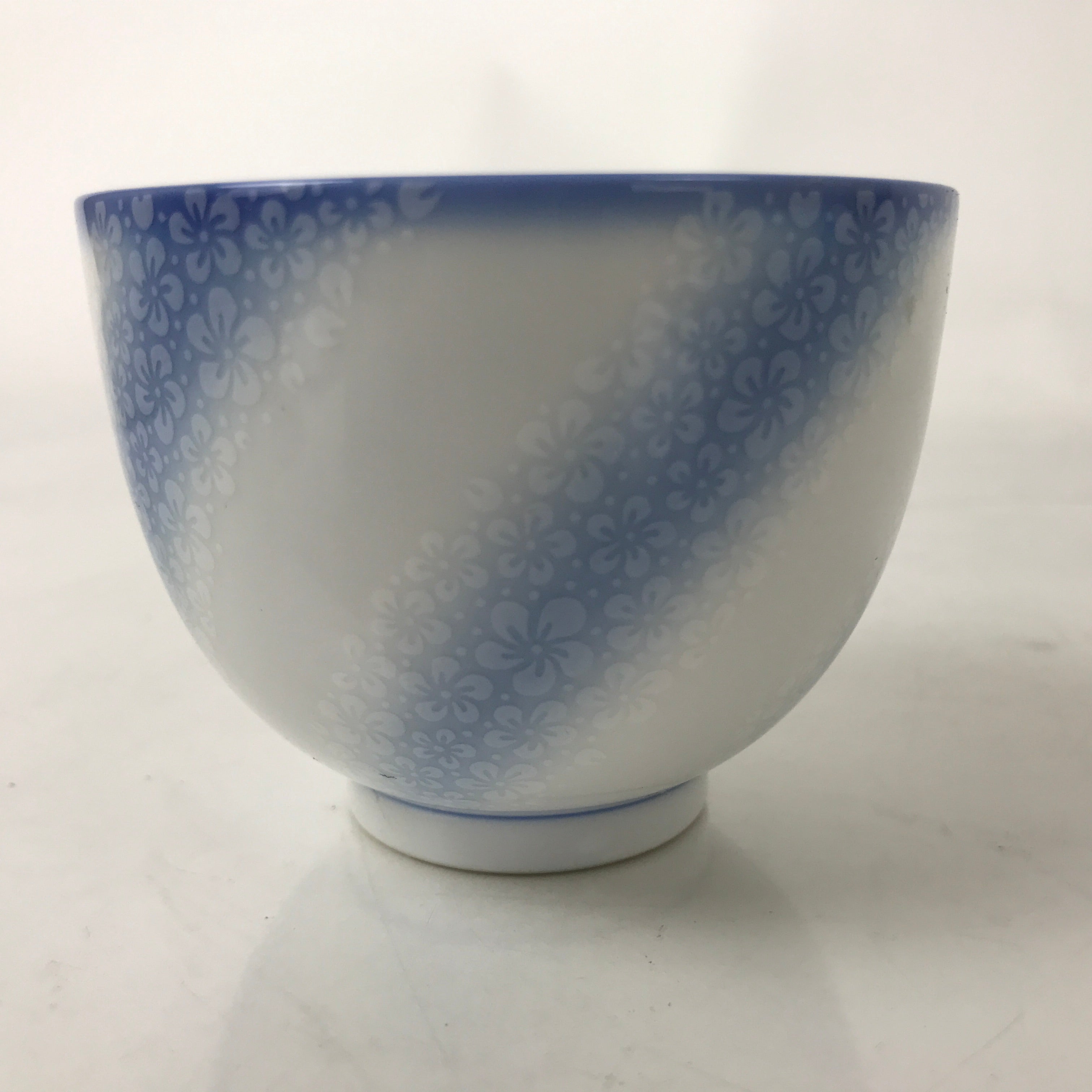 Japanese Noritake Porcelain Yunomi Teacup Vtg Cherry Blossom Blue White TC528
