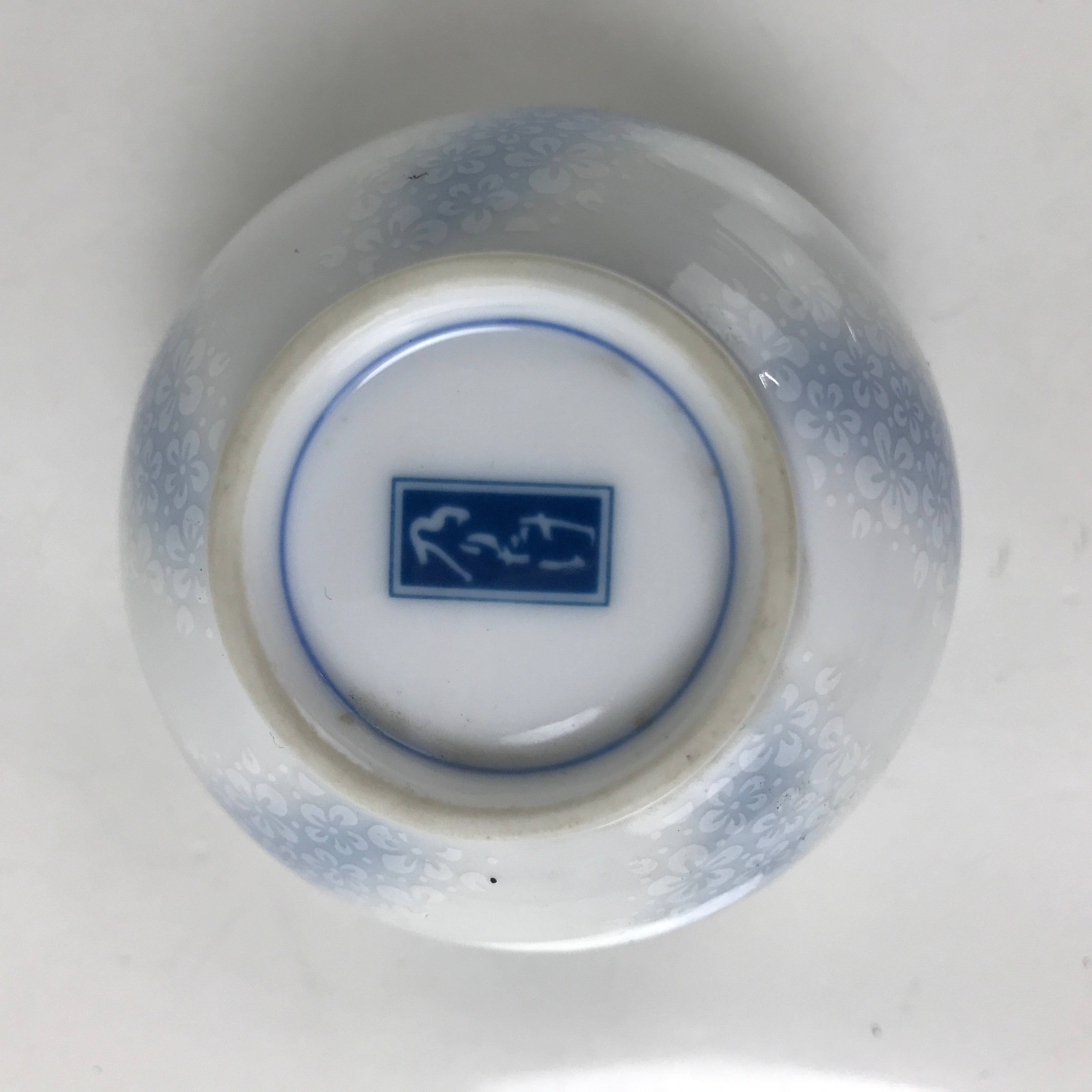 Japanese Noritake Porcelain Yunomi Teacup Vtg Cherry Blossom Blue White TC528