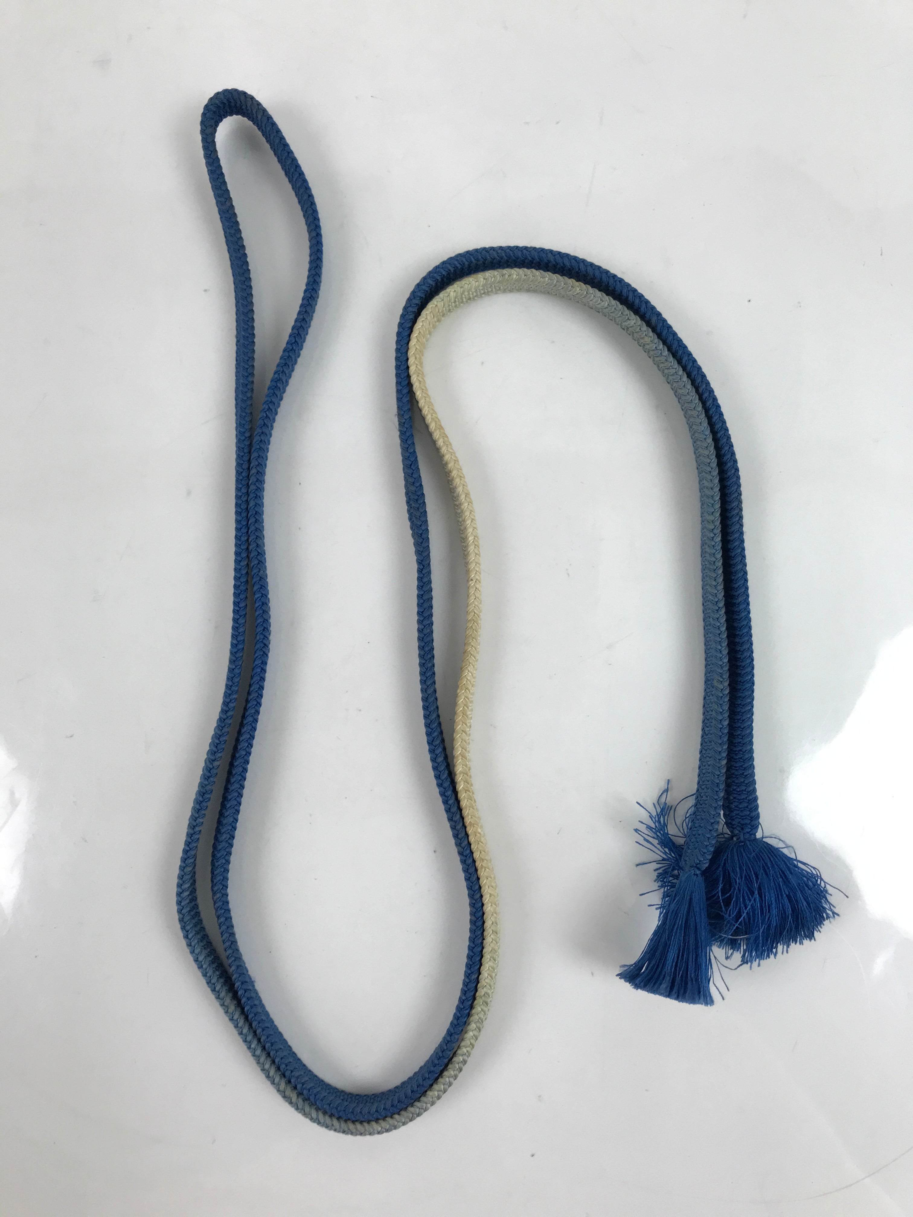 Japanese Obijime Obi Sash Kimono Accessory Silk Kumihimo Cord Blue White OJ223