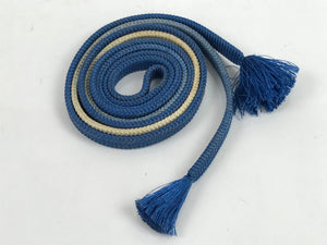 Japanese Obijime Obi Sash Kimono Accessory Silk Kumihimo Cord Blue White OJ223