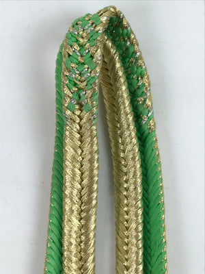 Japanese Obijime Obi Sash Kimono Accessory Silk Kumihimo Cord Green Gold OJ219