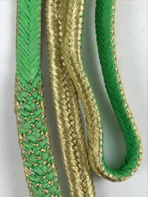 Japanese Obijime Obi Sash Kimono Accessory Silk Kumihimo Cord Green Gold OJ219