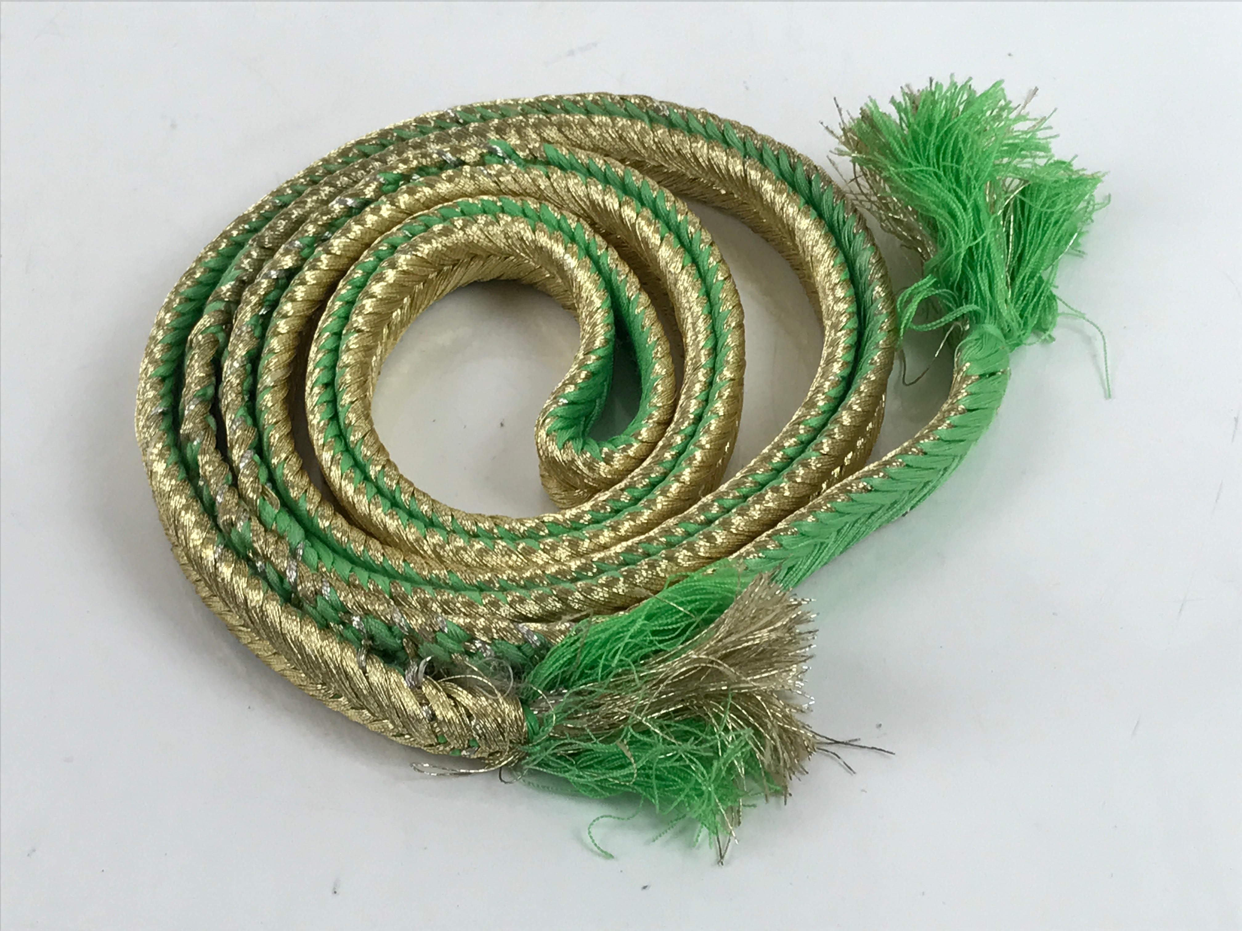 Japanese Obijime Obi Sash Kimono Accessory Silk Kumihimo Cord Green Gold OJ219