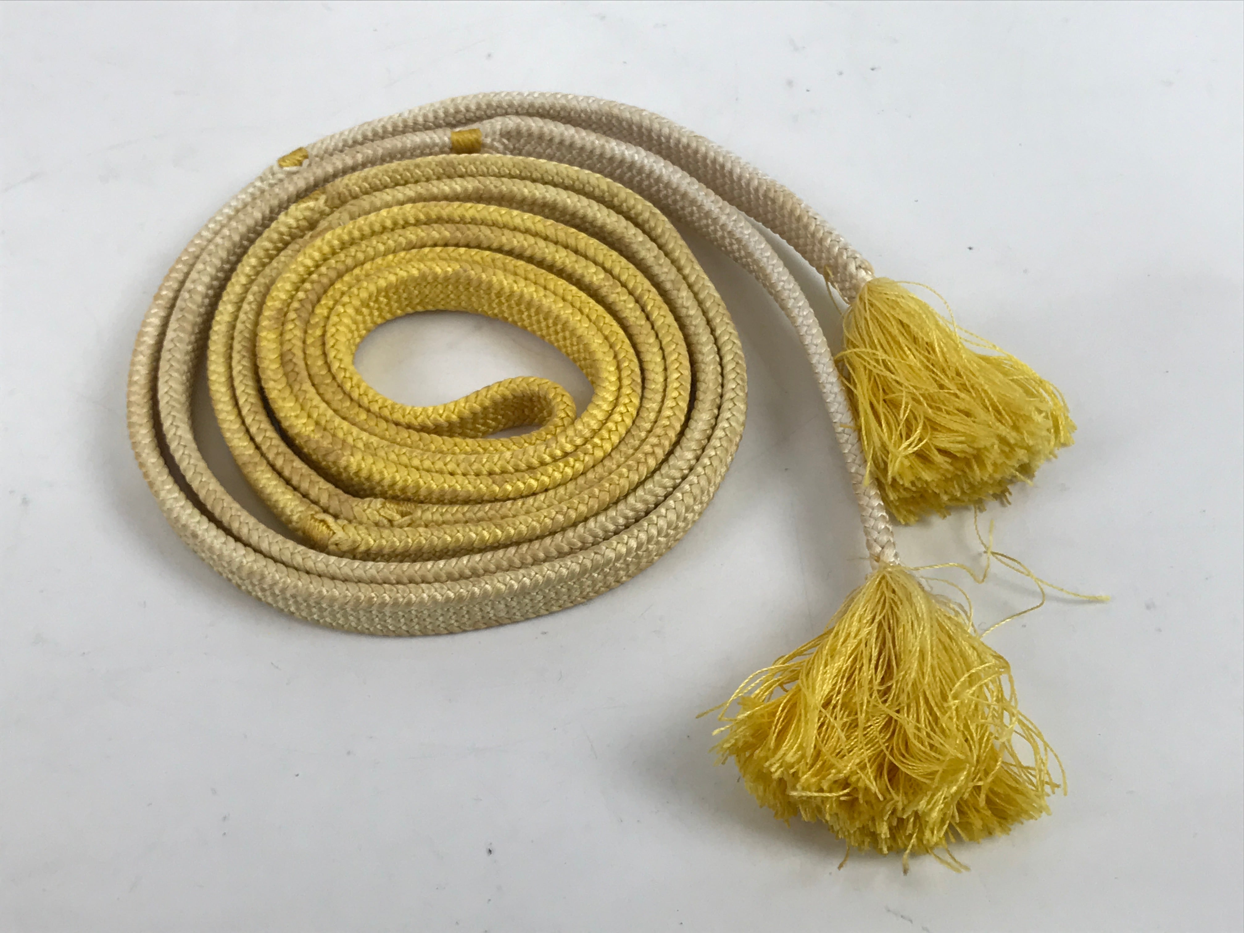 Japanese Obijime Obi Sash Kimono Accessory Silk Kumihimo Cord Yellow White OJ222