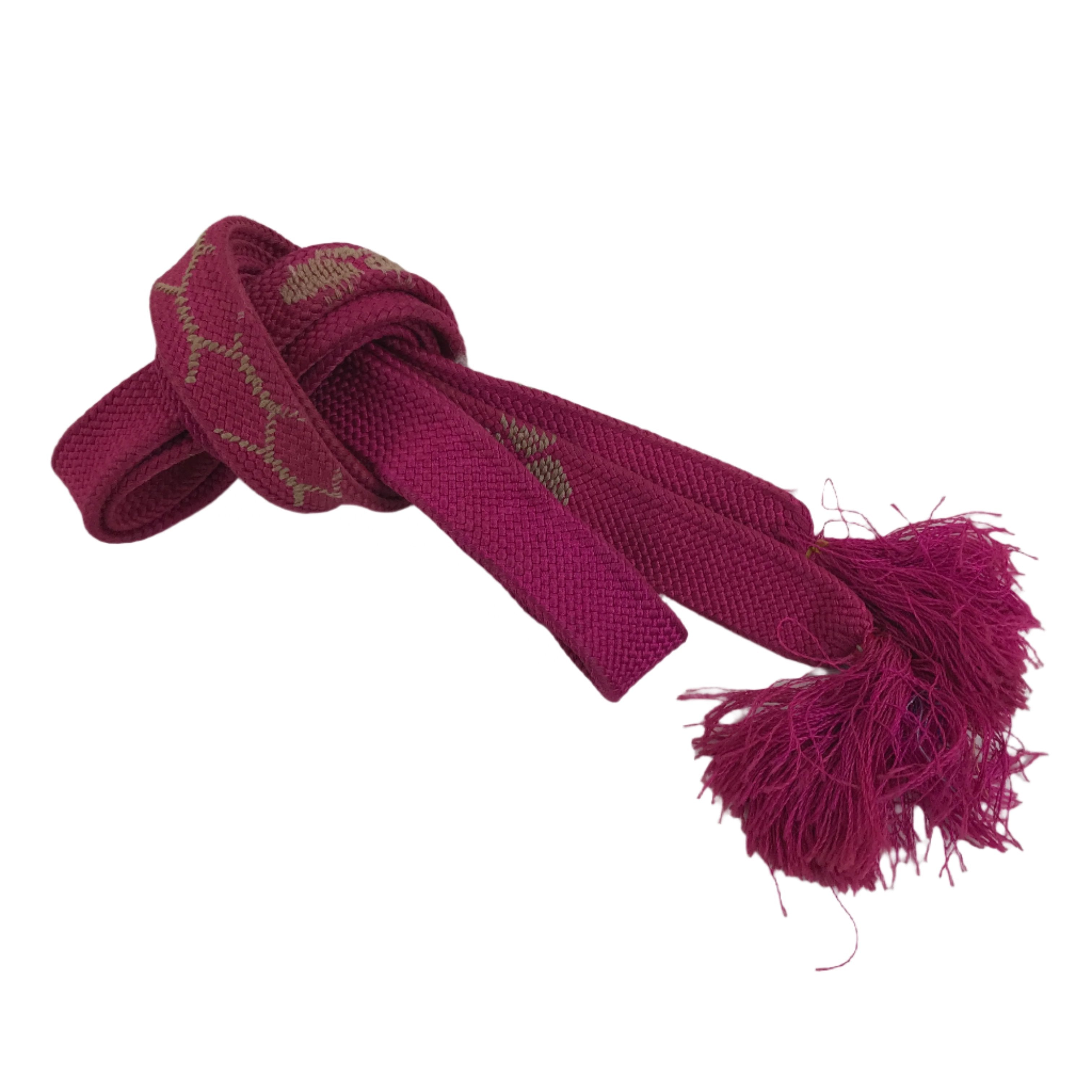 Japanese Obijime Obi Sash Kimono Accessory Vtg Silk Kumihimo Cord Magenta OJ218