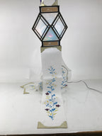 Japanese Obon Paper Chochin Electric Lantern Vtg Flower Chrysanthemum Kikyo LT91