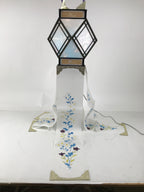 Japanese Obon Paper Chochin Electric Lantern Vtg Flower Chrysanthemum Kikyo LT91