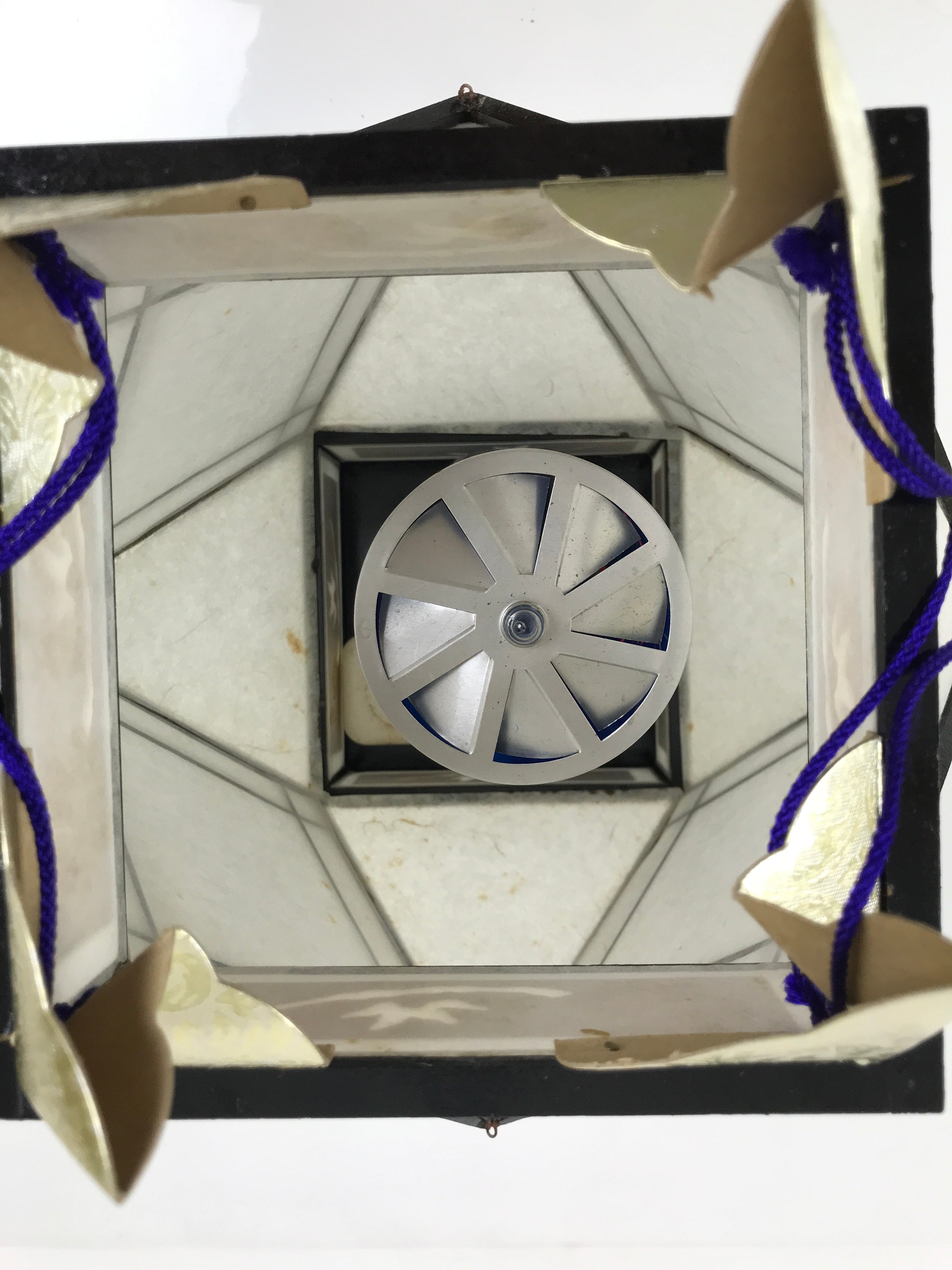 Japanese Obon Paper Chochin Electric Lantern Vtg Flower Chrysanthemum Kikyo LT91