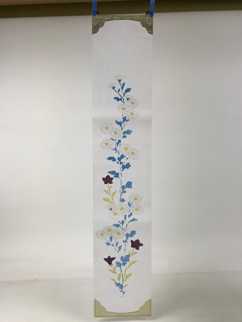 Japanese Obon Paper Chochin Electric Lantern Vtg Flower Chrysanthemum Kikyo LT91