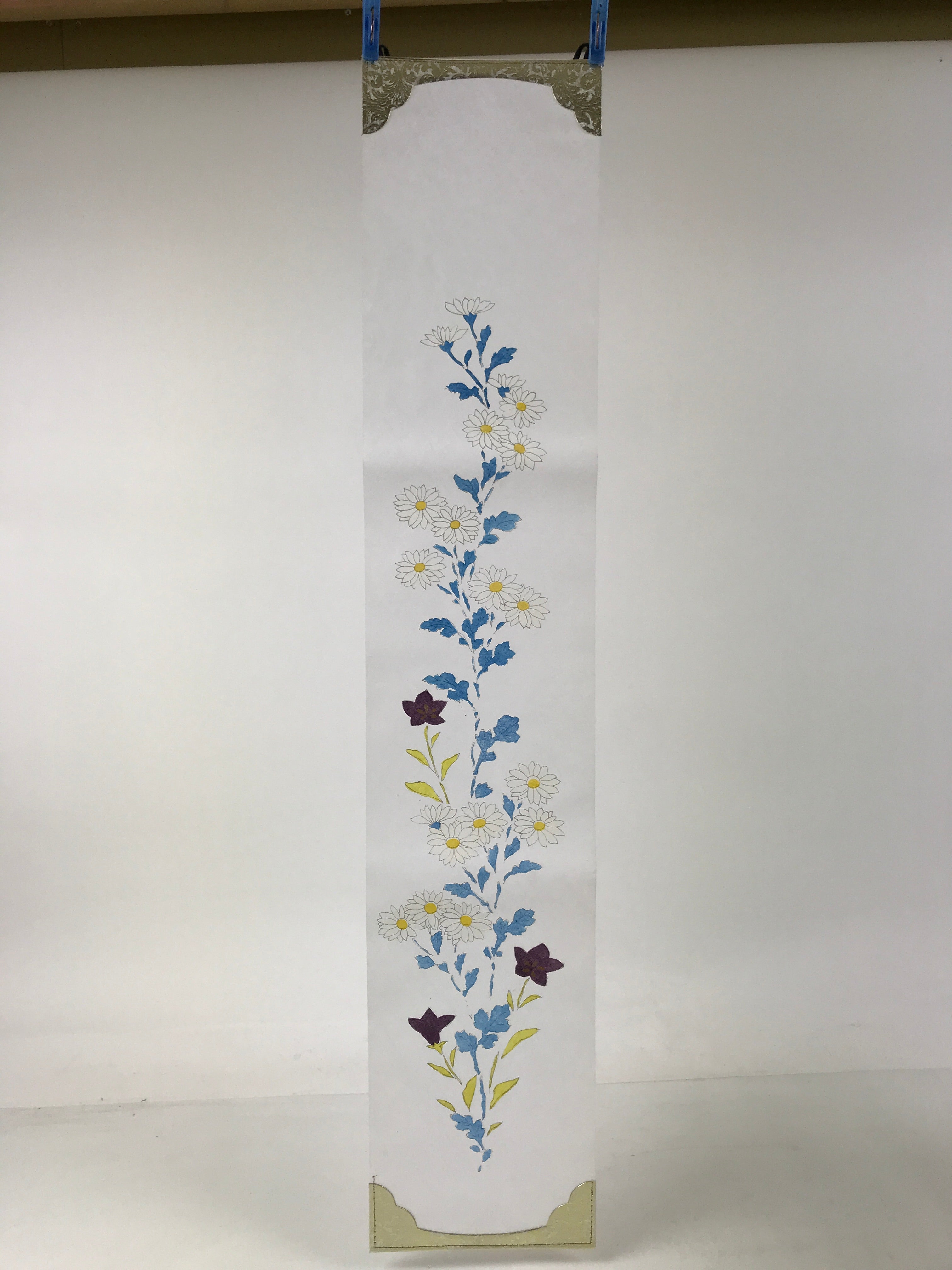 Japanese Obon Paper Chochin Electric Lantern Vtg Flower Chrysanthemum Kikyo LT91