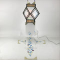 Japanese Obon Paper Chochin Electric Lantern Vtg Flower Chrysanthemum Kikyo LT91