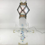 Japanese Obon Paper Chochin Electric Lantern Vtg Flower Chrysanthemum Kikyo LT91