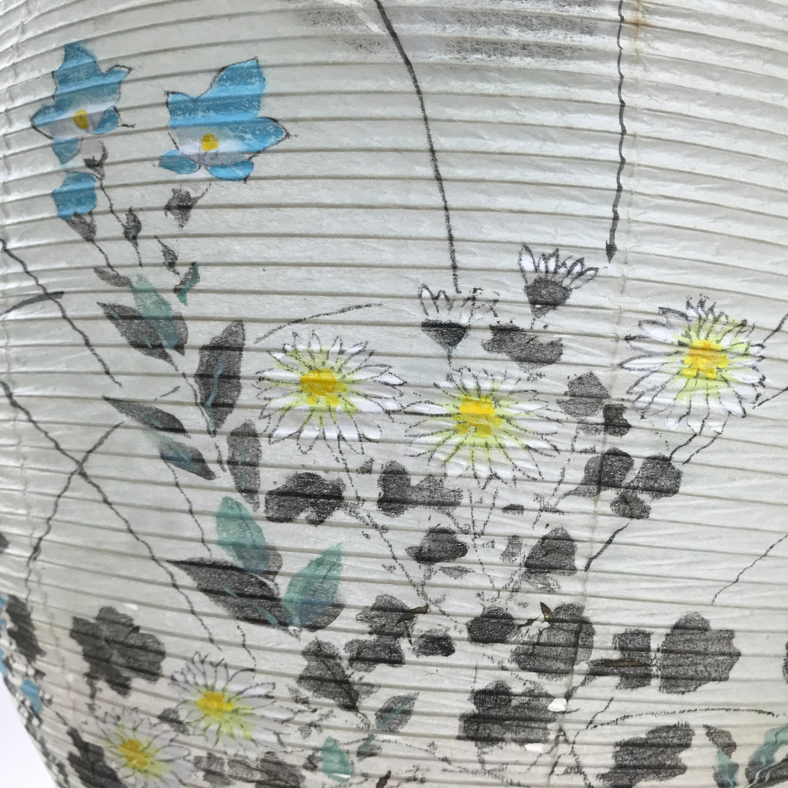 Japanese Obon Paper Chochin Lantern Vtg Flower Chrysanthemum Kikyo LT86