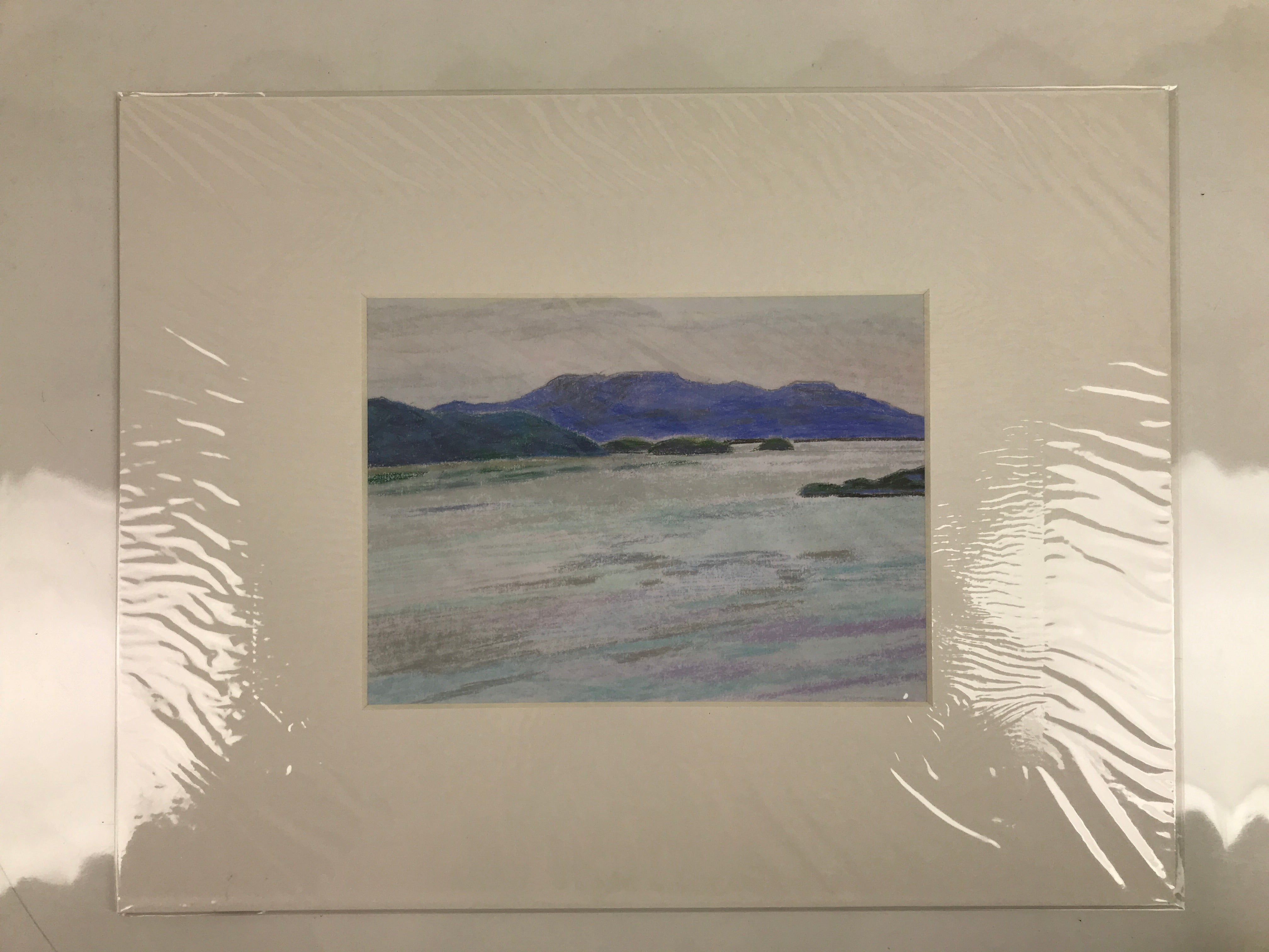 Japanese Ocean Coastline Landscape Pastel Drawing Original Art Unsigned FL304