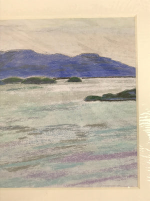 Japanese Ocean Coastline Landscape Pastel Drawing Original Art Unsigned FL304