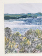 Japanese Ocean Coastline Landscape Pastel Drawing Original Art Unsigned FL305