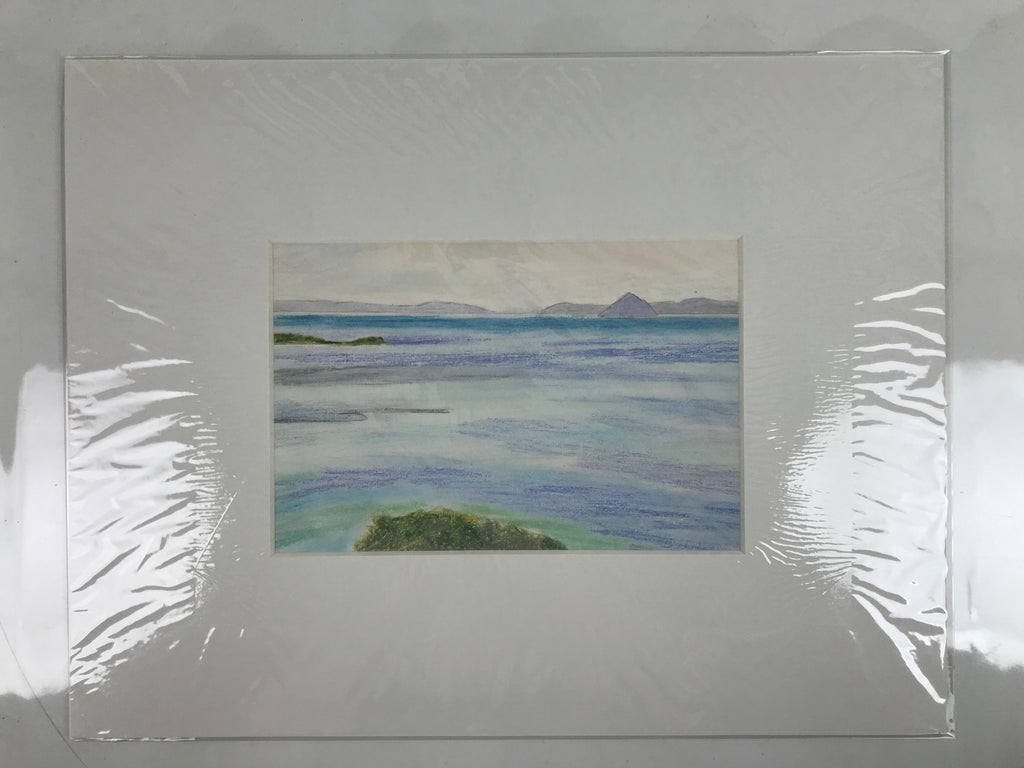 Japanese Ocean Coastline Landscape Pastel Drawing Original Art Unsigned FL306