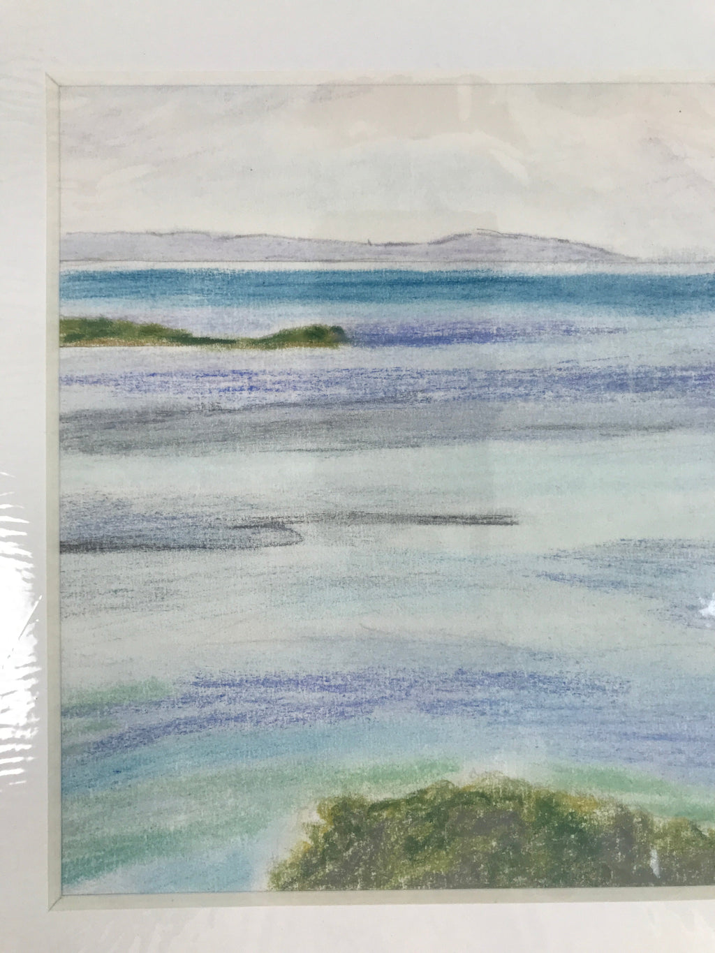 Japanese Ocean Coastline Landscape Pastel Drawing Original Art Unsigned FL306