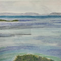 Japanese Ocean Coastline Landscape Pastel Drawing Original Art Unsigned FL306