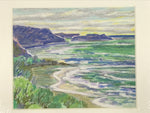 Japanese Ocean Coastline Serene Beach Pastel Drawing Original Art Unsigned FL330
