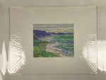 Japanese Ocean Coastline Serene Beach Pastel Drawing Original Art Unsigned FL330