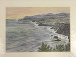 Japanese Ocean Coastline Sunset Pastel Drawing Art Signed Yoshihiro Hagino FL335