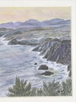 Japanese Ocean Coastline Sunset Pastel Drawing Art Signed Yoshihiro Hagino FL335