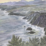 Japanese Ocean Coastline Sunset Pastel Drawing Art Signed Yoshihiro Hagino FL335