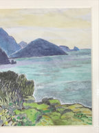 Japanese Ocean Coastline Sunset Pastel Drawing Art Signed Yoshihiro Hagino FL336