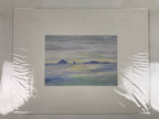 Japanese Ocean Island At Sunset Pastel Drawing Art Signed Yoshihiro Hagino FL310
