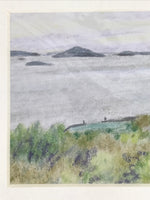 Japanese Ocean Overlook Landscape Pastel Drawing Original Art Unsigned FL303