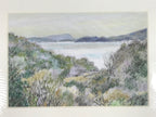Japanese Ocean View Landscape Pastel Drawing Original Art Unsigned FL309