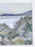 Japanese Ocean View Landscape Pastel Drawing Original Art Unsigned FL309