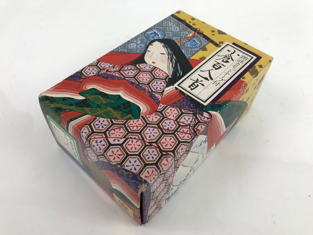 Japanese Ogura Hyakunin Isshu Traditional Poem Card Game Vtg Paper Green JK749