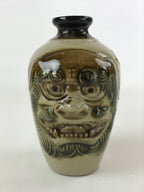 Japanese Okinawa Pottery Sake Bottle Vtg Brown Green Yachimun Tokkuri TS575