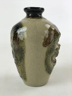 Japanese Okinawa Pottery Sake Bottle Vtg Brown Green Yachimun Tokkuri TS575