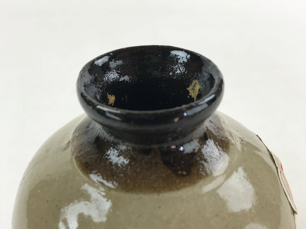Japanese Okinawa Pottery Sake Bottle Vtg Brown Green Yachimun Tokkuri TS575