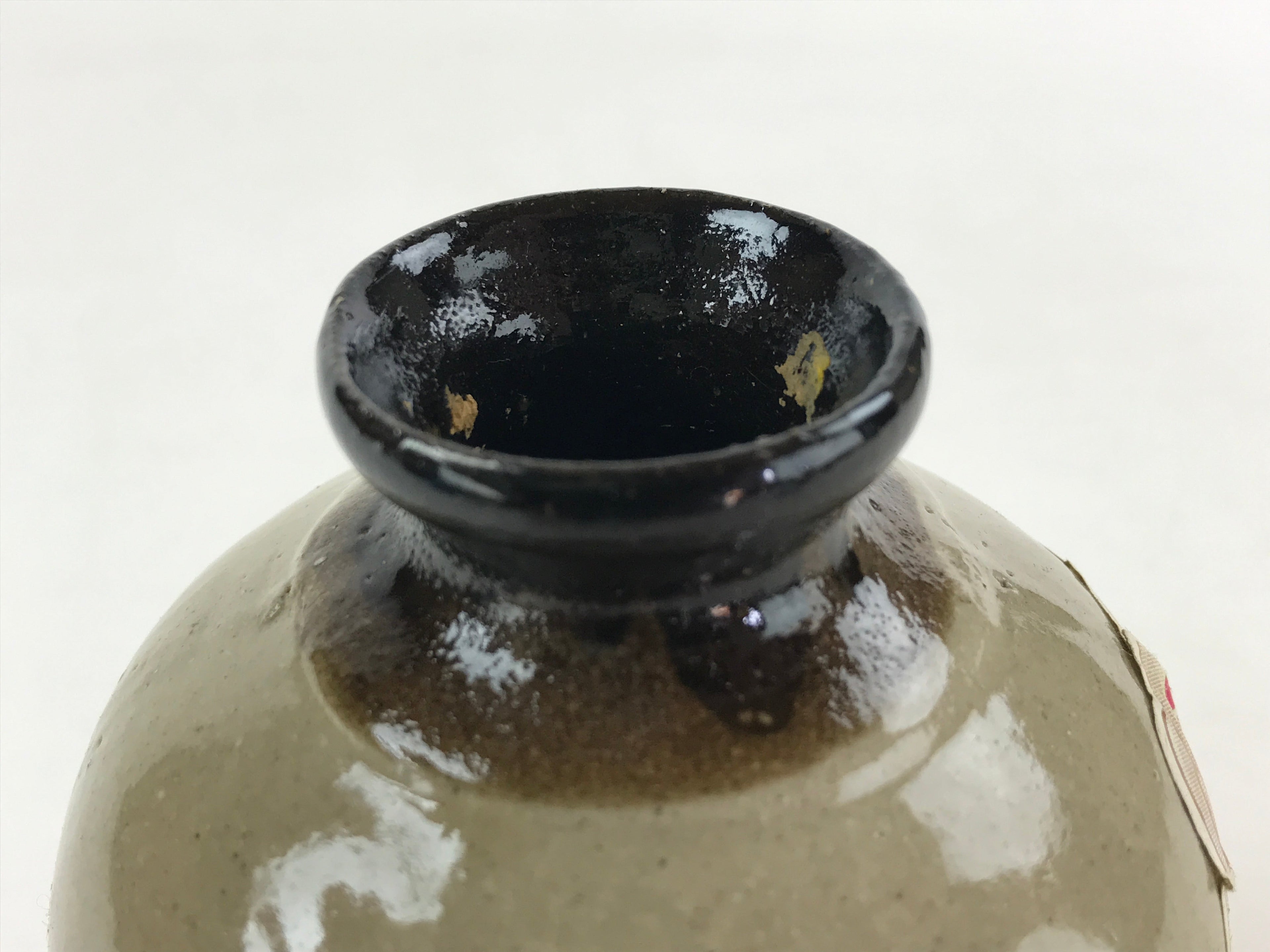 Japanese Okinawa Pottery Sake Bottle Vtg Brown Green Yachimun Tokkuri TS575