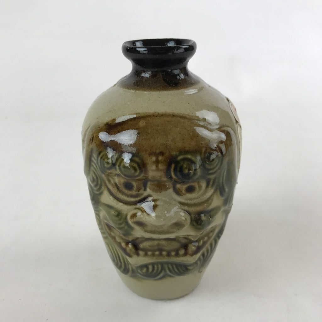 Japanese Okinawa Pottery Sake Bottle Vtg Brown Green Yachimun Tokkuri TS575