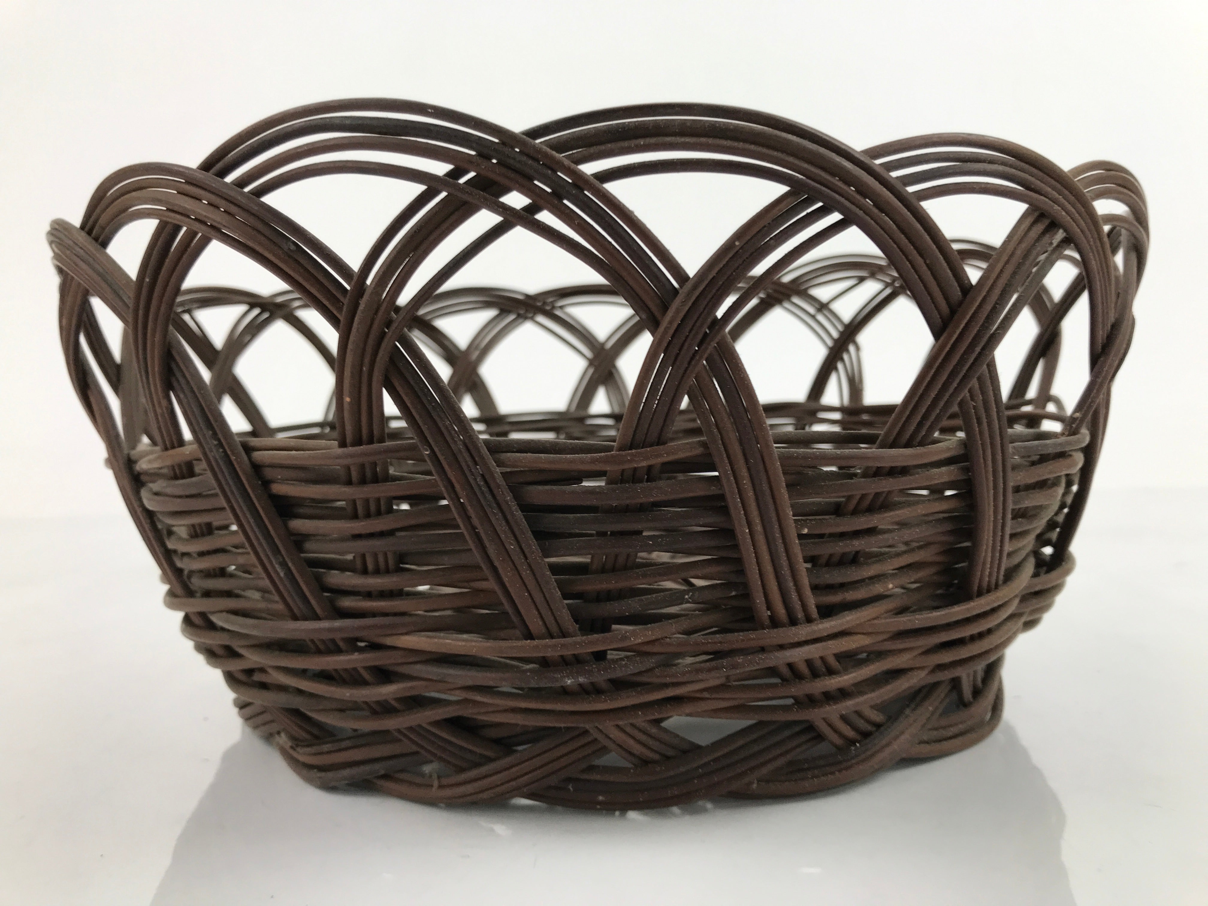 Japanese Okinawa Warabi Decorative Basket Vtg Kago Ikebana Kado Brown B240