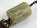 Japanese Onyx Stone Hanging Scroll Weights Fuchin Kakejiku Brown Tassel FC349