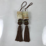 Japanese Onyx Stone Hanging Scroll Weights Fuchin Kakejiku Brown Tassel FC355