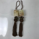 Japanese Onyx Stone Hanging Scroll Weights Fuchin Kakejiku Brown Tassel FC355