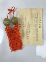 Japanese Onyx Stone Hanging Scroll Weights Fuchin Kakejiku Orange Tassel FC358