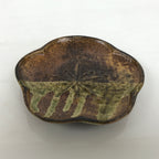 Japanese Oribe Ceramic Small Plate Kozara Pottery Green Brown Plum Blossom Y568