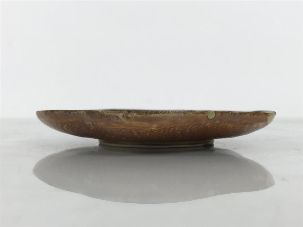 Japanese Oribe Ceramic Small Plate Kozara Pottery Green Brown Plum Blossom Y568