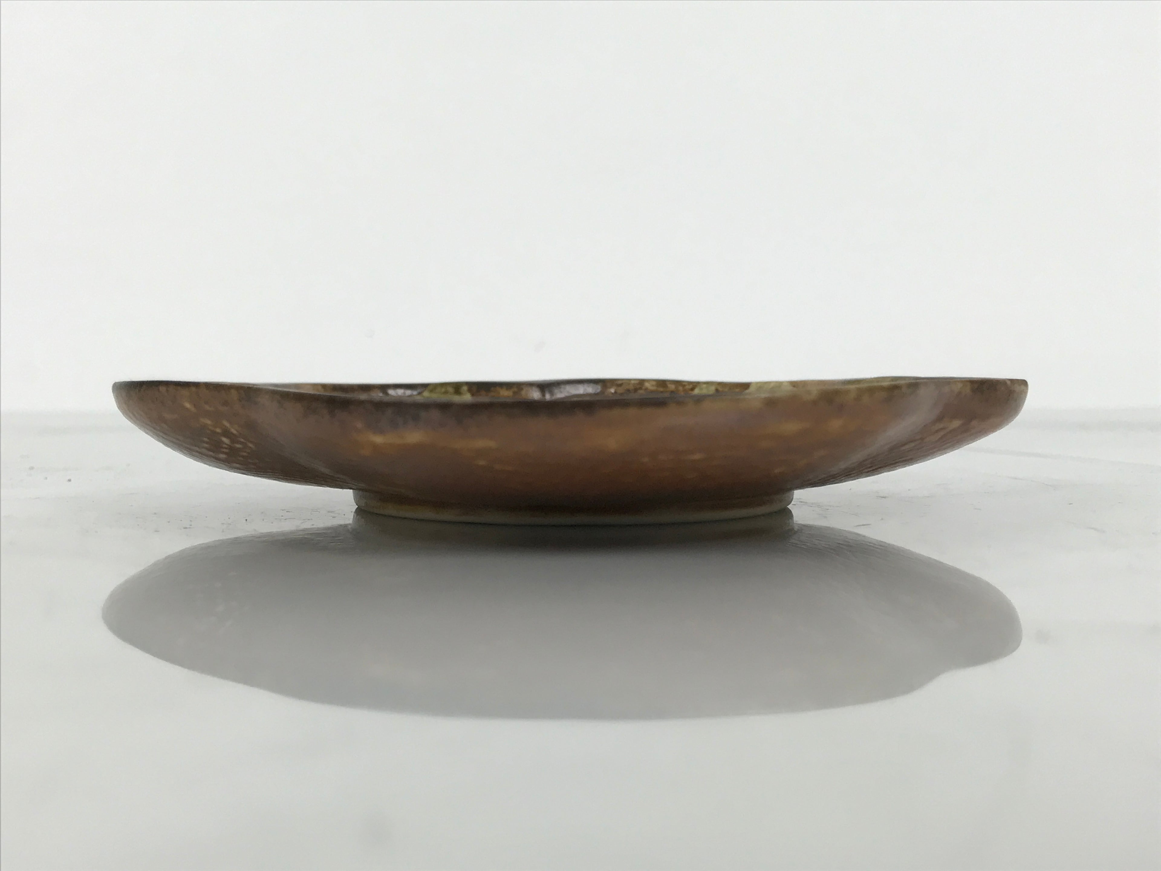Japanese Oribe Ceramic Small Plate Kozara Pottery Green Brown Plum Blossom Y568
